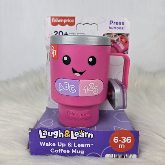 Fisher-Price Laugh & Learn Wake Up & Learn Coffee Mug Baby Toy Talking Singing - Picture 1 of 10